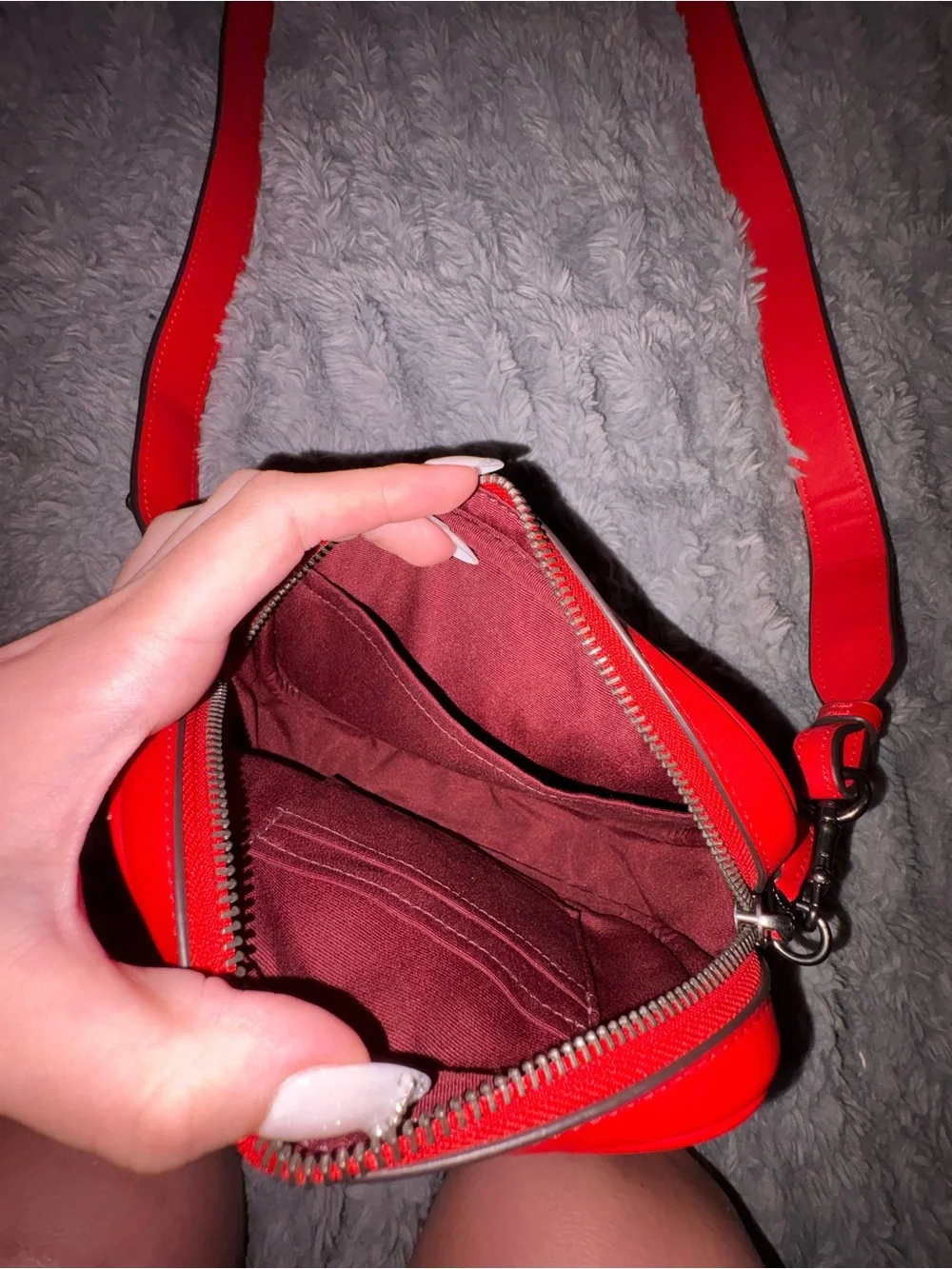 Coach Star-Quilted Red Leather Crossbody